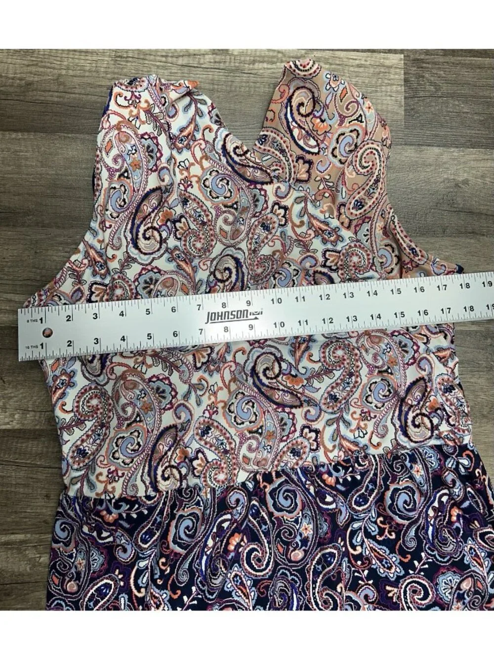 Lands' End Swim Dress Size 20W Long Tummy Control Surplice One-Piece Paisley